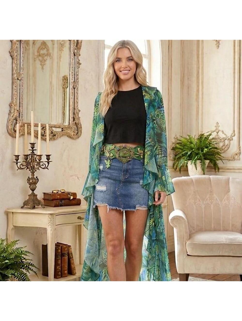 PrettyLittleThing Women's Blue and Green Cover-up